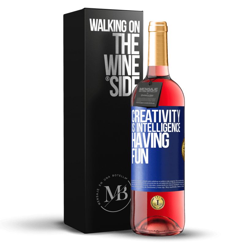 29,95 € Бесплатная доставка | Розовое вино Издание ROSÉ Творчество - это ум, развлекающийся Синяя метка. Настраиваемая этикетка Молодое вино Урожай 2023 Tempranillo