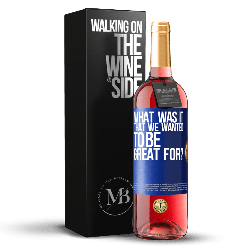 29,95 € Free Shipping | Rosé Wine ROSÉ Edition what was it that we wanted to be great for? Blue Label. Customizable label Young wine Harvest 2024 Tempranillo