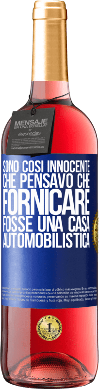 29,95 € Spedizione Gratuita | Vino rosato Edizione ROSÉ Sono così innocente che pensavo che fornicare fosse una casa automobilistica Etichetta Blu. Etichetta personalizzabile Vino giovane Raccogliere 2025 Tempranillo