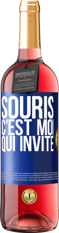 29,95 € Envoi gratuit | Vin rosé Édition ROSÉ Souris, c'est moi qui invite Étiquette Bleue. Étiquette personnalisable Vin jeune Récolte 2023 Tempranillo
