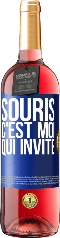 29,95 € | Vin rosé Édition ROSÉ Souris, c'est moi qui invite Étiquette Bleue. Étiquette personnalisable Vin jeune Récolte 2025 Tempranillo