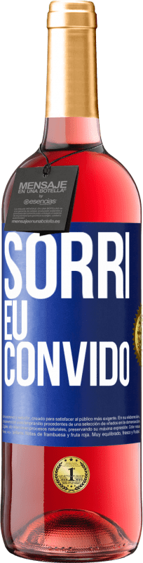 Envio grátis | Vinho rosé Edição ROSÉ Sorri eu convido Etiqueta Azul. Etiqueta personalizável Vinho jovem Colheita 2023 Tempranillo