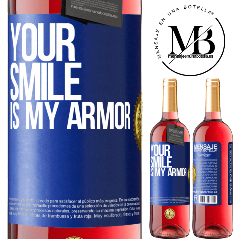 29,95 € Free Shipping | Rosé Wine ROSÉ Edition Your smile is my armor Blue Label. Customizable label Young wine Harvest 2023 Tempranillo