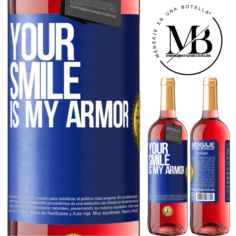 29,95 € Free Shipping | Rosé Wine ROSÉ Edition Your smile is my armor Blue Label. Customizable label Young wine Harvest 2024 Tempranillo