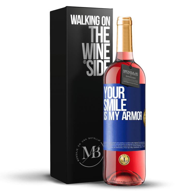 24,95 € Free Shipping | Rosé Wine ROSÉ Edition Your smile is my armor Blue Label. Customizable label Young wine Harvest 2021 Tempranillo
