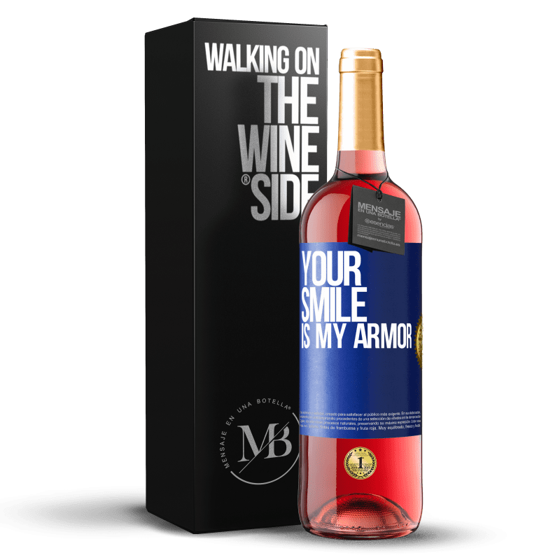 29,95 € Free Shipping | Rosé Wine ROSÉ Edition Your smile is my armor Blue Label. Customizable label Young wine Harvest 2024 Tempranillo