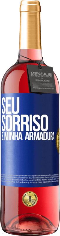 29,95 € Envio grátis | Vinho rosé Edição ROSÉ Seu sorriso é minha armadura Etiqueta Azul. Etiqueta personalizável Vinho jovem Colheita 2025 Tempranillo