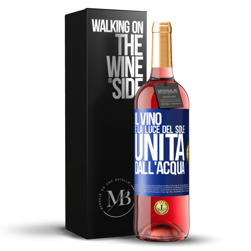 29,95 € Spedizione Gratuita | Vino rosato Edizione ROSÉ Il vino è la luce del sole, unita dall'acqua Etichetta Blu. Etichetta personalizzabile Vino giovane Raccogliere 2025 Tempranillo