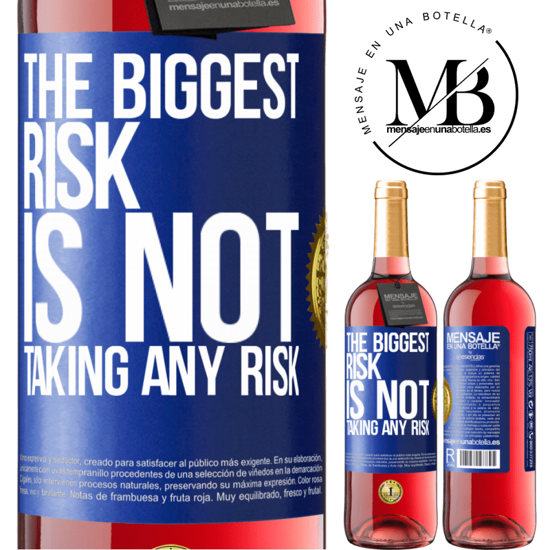 29,95 € Free Shipping | Rosé Wine ROSÉ Edition The biggest risk is not taking any risk Blue Label. Customizable label Young wine Harvest 2021 Tempranillo