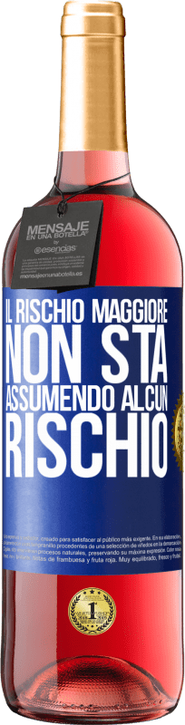 29,95 € | Vino rosato Edizione ROSÉ Il rischio maggiore non sta assumendo alcun rischio Etichetta Blu. Etichetta personalizzabile Vino giovane Raccogliere 2024 Tempranillo