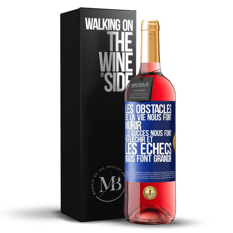 29,95 € Envoi gratuit | Vin rosé Édition ROSÉ Les obstacles de la vie nous font mûrir, les succès nous font réfléchir et les échecs nous font grandir Étiquette Bleue. Étiquette personnalisable Vin jeune Récolte 2024 Tempranillo