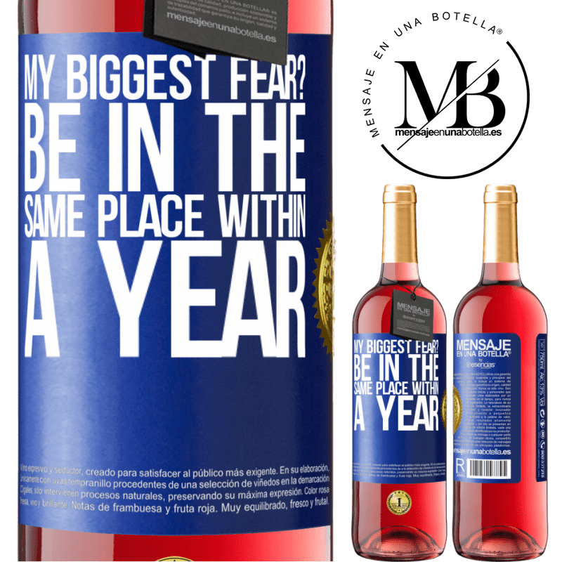 29,95 € Free Shipping | Rosé Wine ROSÉ Edition my biggest fear? Be in the same place within a year Blue Label. Customizable label Young wine Harvest 2022 Tempranillo