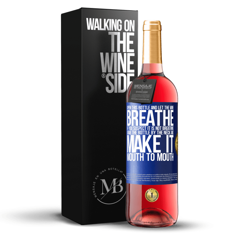 29,95 € Free Shipping | Rosé Wine ROSÉ Edition Open this bottle and let the wine breathe. If you suspect you are not breathing, grab the bottle by the neck and make it Blue Label. Customizable label Young wine Harvest 2023 Tempranillo