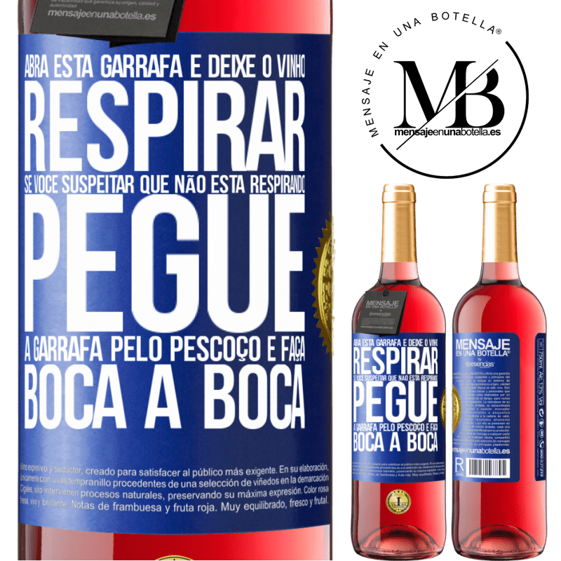 29,95 € Envio grátis | Vinho rosé Edição ROSÉ Abra esta garrafa e deixe o vinho respirar. Se você suspeitar que não está respirando, pegue a garrafa pelo pescoço e faça Etiqueta Azul. Etiqueta personalizável Vinho jovem Colheita 2025 Tempranillo