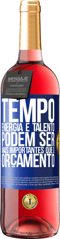 «Tempo, energia e talento podem ser mais importantes que o orçamento» Edição ROSÉ