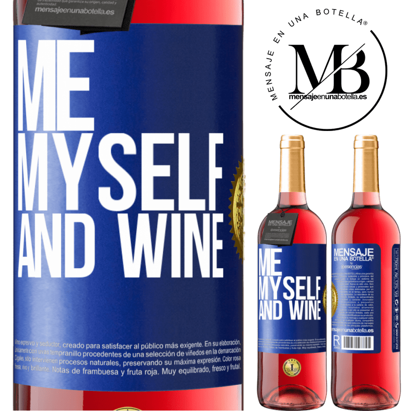 29,95 € Envio grátis | Vinho rosé Edição ROSÉ Me, myself and wine Etiqueta Azul. Etiqueta personalizável Vinho jovem Colheita 2023 Tempranillo