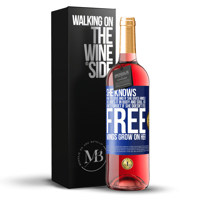 29,95 € Free Shipping | Rosé Wine ROSÉ Edition He knows how to love, and if he gives himself, he does it in body and soul. But, don't forget, if you don't feel free, your Blue Label. Customizable label Young wine Harvest 2025 Tempranillo