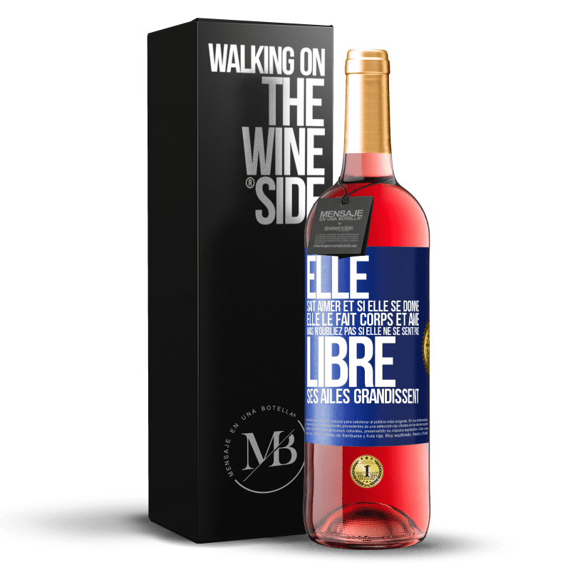 29,95 € Envoi gratuit | Vin rosé Édition ROSÉ Elle sait aimer et si elle se donne, elle le fait corps et âme. Mais n'oubliez pas si elle ne se sent pas libre, ses ailes grand Étiquette Bleue. Étiquette personnalisable Vin jeune Récolte 2025 Tempranillo