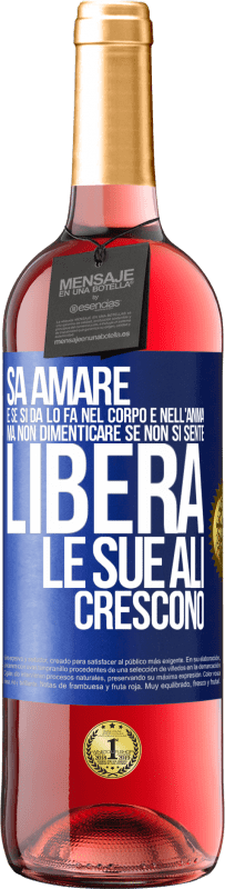 29,95 € | Vino rosato Edizione ROSÉ Sa amare, e se si dona, lo fa nel corpo e nell'anima. Ma, non dimenticare, se non ti senti libero, le tue ali crescono Etichetta Blu. Etichetta personalizzabile Vino giovane Raccogliere 2024 Tempranillo