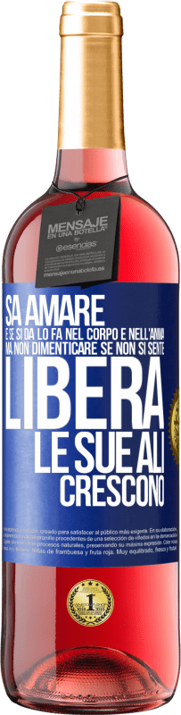 29,95 € Spedizione Gratuita | Vino rosato Edizione ROSÉ Sa amare, e se si dona, lo fa nel corpo e nell'anima. Ma, non dimenticare, se non ti senti libero, le tue ali crescono Etichetta Blu. Etichetta personalizzabile Vino giovane Raccogliere 2025 Tempranillo