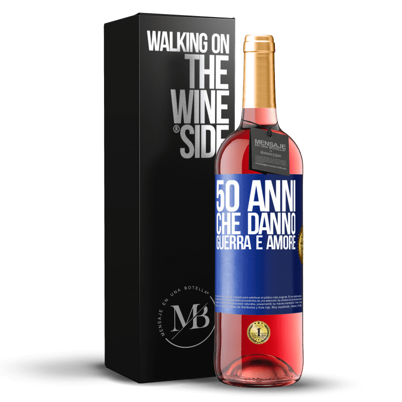 29,95 € Spedizione Gratuita | Vino rosato Edizione ROSÉ 50 anni che danno guerra e amore Etichetta Blu. Etichetta personalizzabile Vino giovane Raccogliere 2024 Tempranillo