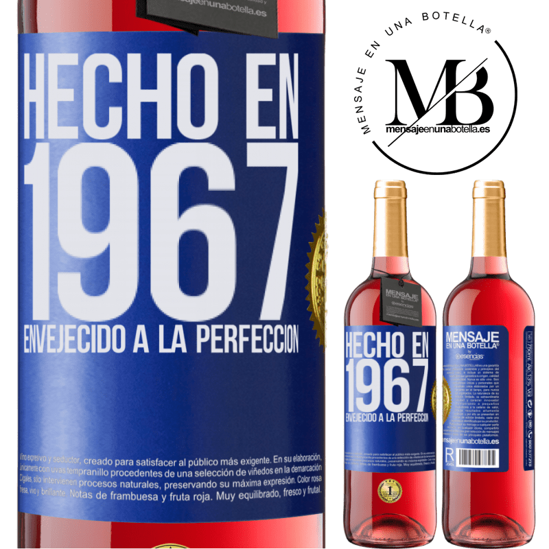 29,95 € Envío gratis | Vino Rosado Edición ROSÉ Hecho en 1967. Envejecido a la perfección Etiqueta Azul. Etiqueta personalizable Vino joven Cosecha 2024 Tempranillo