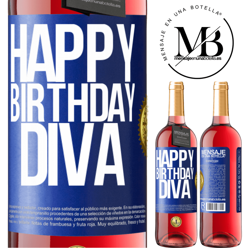24,95 € Free Shipping | Rosé Wine ROSÉ Edition Happy birthday Diva Blue Label. Customizable label Young wine Harvest 2021 Tempranillo