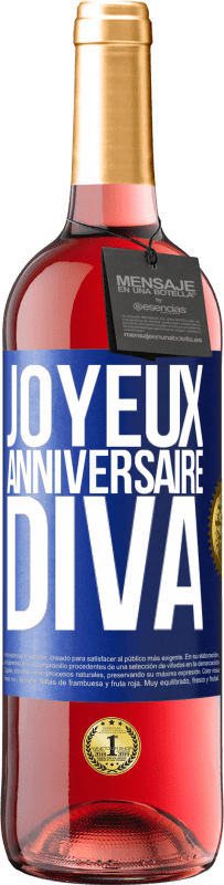 29,95 € Envoi gratuit | Vin rosé Édition ROSÉ Joyeux anniversaire, Diva Étiquette Bleue. Étiquette personnalisable Vin jeune Récolte 2024 Tempranillo