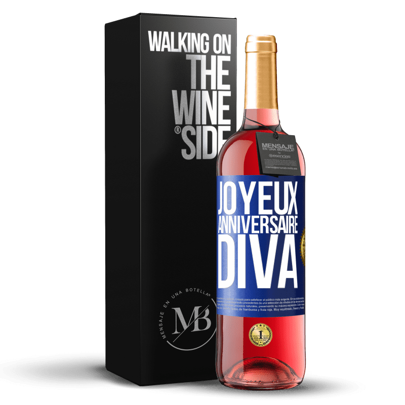 29,95 € Envoi gratuit | Vin rosé Édition ROSÉ Joyeux anniversaire, Diva Étiquette Bleue. Étiquette personnalisable Vin jeune Récolte 2023 Tempranillo