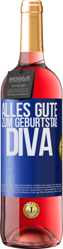 29,95 € | Roséwein ROSÉ Ausgabe Alles Gute zum Geburtstag Diva Blaue Markierung. Anpassbares Etikett Junger Wein Ernte 2023 Tempranillo