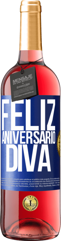 29,95 € | Vinho rosé Edição ROSÉ Feliz aniversário Diva Etiqueta Azul. Etiqueta personalizável Vinho jovem Colheita 2024 Tempranillo