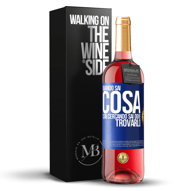 29,95 € Spedizione Gratuita | Vino rosato Edizione ROSÉ Quando sai cosa stai cercando, sai dove trovarlo Etichetta Blu. Etichetta personalizzabile Vino giovane Raccogliere 2024 Tempranillo