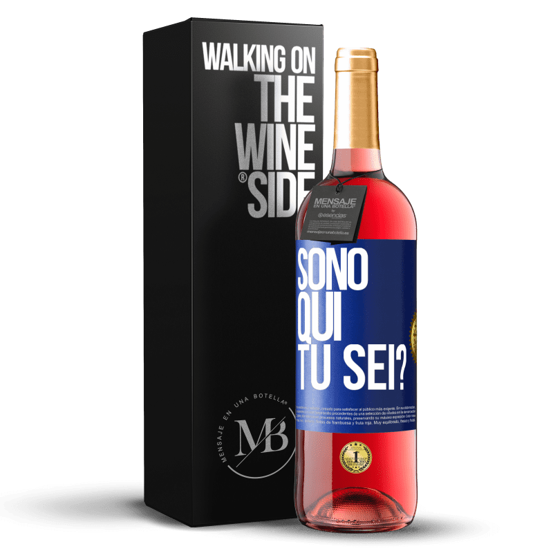 29,95 € Spedizione Gratuita | Vino rosato Edizione ROSÉ Sono qui. Tu sei? Etichetta Blu. Etichetta personalizzabile Vino giovane Raccogliere 2023 Tempranillo