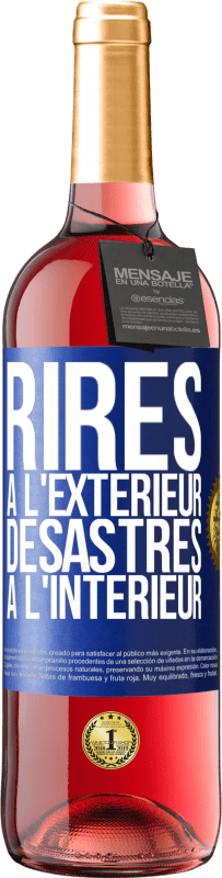 Envoi gratuit | Vin rosé Édition ROSÉ Rires à l'extérieur, désastres à l'intérieur Étiquette Bleue. Étiquette personnalisable Vin jeune Récolte 2023 Tempranillo