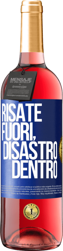 Spedizione Gratuita | Vino rosato Edizione ROSÉ Risate fuori, disastro dentro Etichetta Blu. Etichetta personalizzabile Vino giovane Raccogliere 2023 Tempranillo