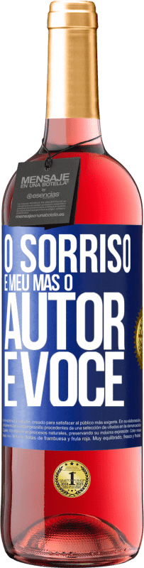 29,95 € | Vinho rosé Edição ROSÉ O sorriso é meu, mas o autor é você Etiqueta Azul. Etiqueta personalizável Vinho jovem Colheita 2024 Tempranillo