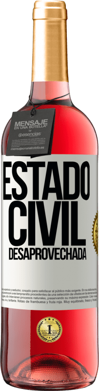 29,95 € | Vino Rosado Edición ROSÉ Estado civil: desaprovechada Etiqueta Blanca. Etiqueta personalizable Vino joven Cosecha 2024 Tempranillo