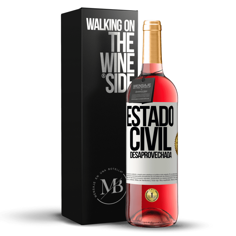 29,95 € Envío gratis | Vino Rosado Edición ROSÉ Estado civil: desaprovechada Etiqueta Blanca. Etiqueta personalizable Vino joven Cosecha 2024 Tempranillo