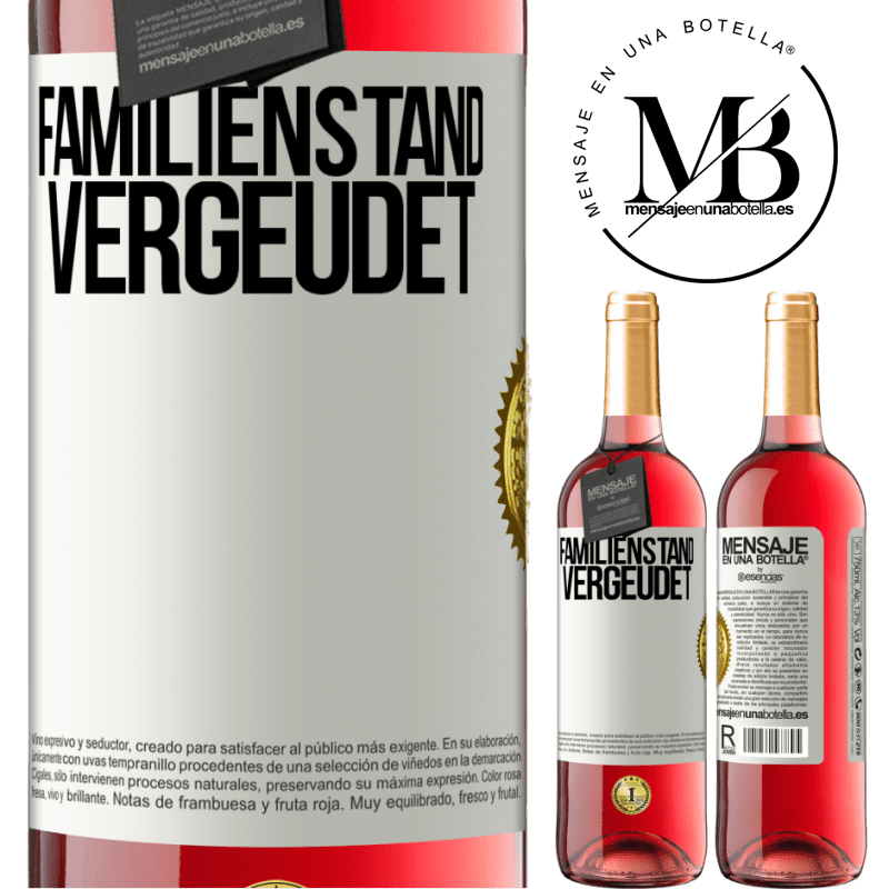 29,95 € Kostenloser Versand | Roséwein ROSÉ Ausgabe Familienstand: vergeudet Weißes Etikett. Anpassbares Etikett Junger Wein Ernte 2025 Tempranillo