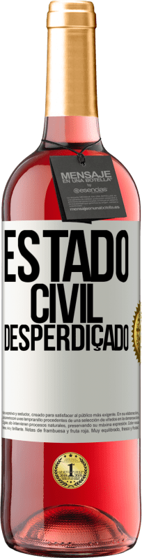29,95 € | Vinho rosé Edição ROSÉ Estado civil: desperdiçado Etiqueta Branca. Etiqueta personalizável Vinho jovem Colheita 2023 Tempranillo