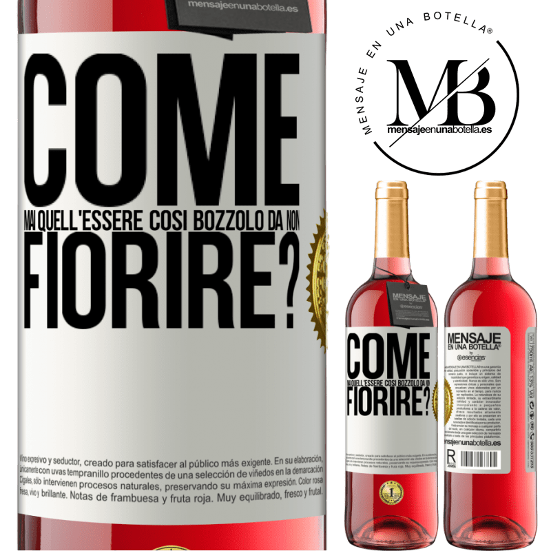 29,95 € Spedizione Gratuita | Vino rosato Edizione ROSÉ come mai quell'essere così bozzolo da non fiorire? Etichetta Bianca. Etichetta personalizzabile Vino giovane Raccogliere 2024 Tempranillo