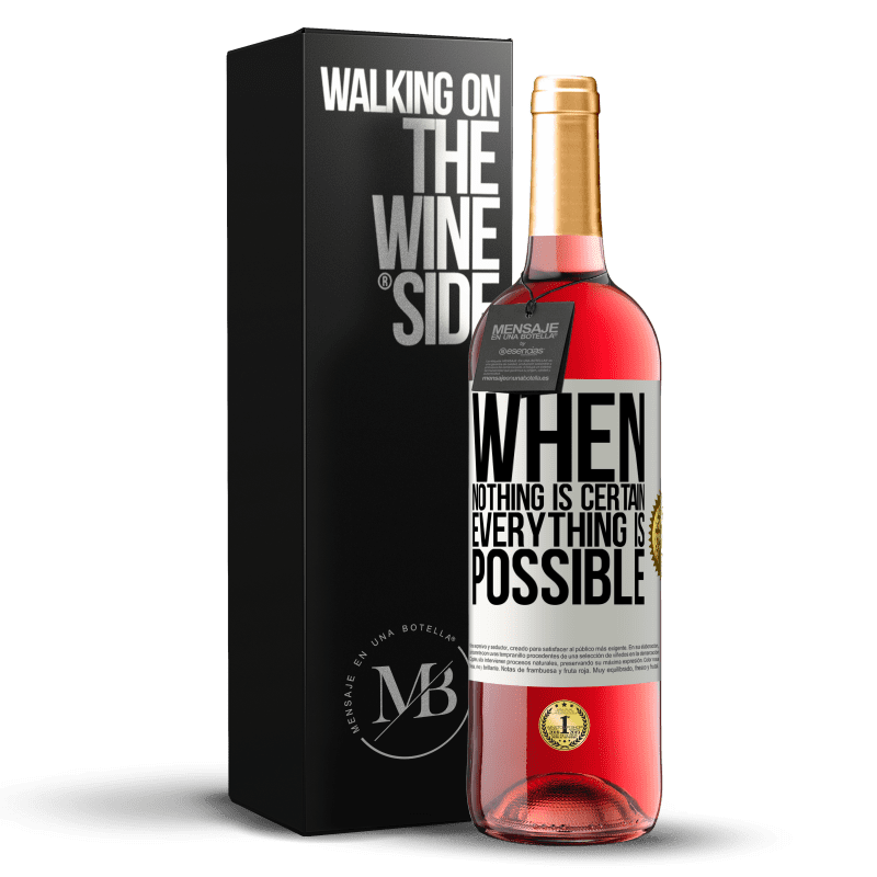 29,95 € Бесплатная доставка | Розовое вино Издание ROSÉ Когда ничего не ясно, все возможно Белая этикетка. Настраиваемая этикетка Молодое вино Урожай 2024 Tempranillo