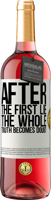 29,95 € Free Shipping | Rosé Wine ROSÉ Edition After the first lie, the whole truth becomes doubt White Label. Customizable label Young wine Harvest 2025 Tempranillo