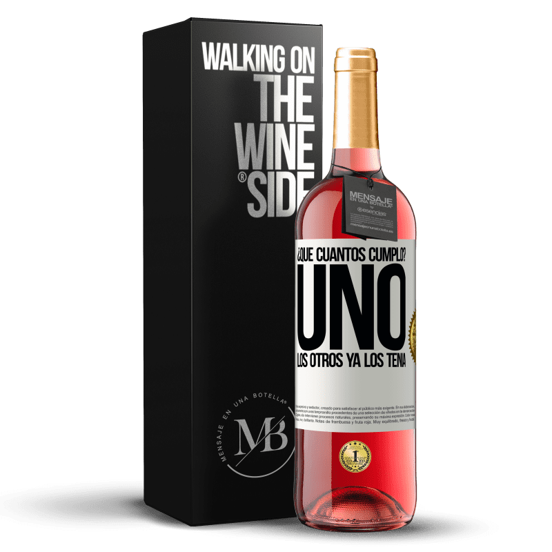 29,95 € Envoi gratuit | Vin rosé Édition ROSÉ ¿Quel âge j'ai? UN. Les autres les avaient déjà Étiquette Blanche. Étiquette personnalisable Vin jeune Récolte 2022 Tempranillo