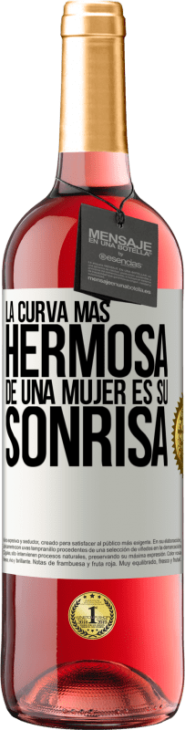 29,95 € | Vino Rosado Edición ROSÉ La curva más hermosa de una mujer es su sonrisa Etiqueta Blanca. Etiqueta personalizable Vino joven Cosecha 2024 Tempranillo