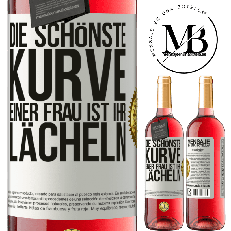 29,95 € Kostenloser Versand | Roséwein ROSÉ Ausgabe Die schönste Kurve einer Frau ist ihr Lächeln Weißes Etikett. Anpassbares Etikett Junger Wein Ernte 2024 Tempranillo