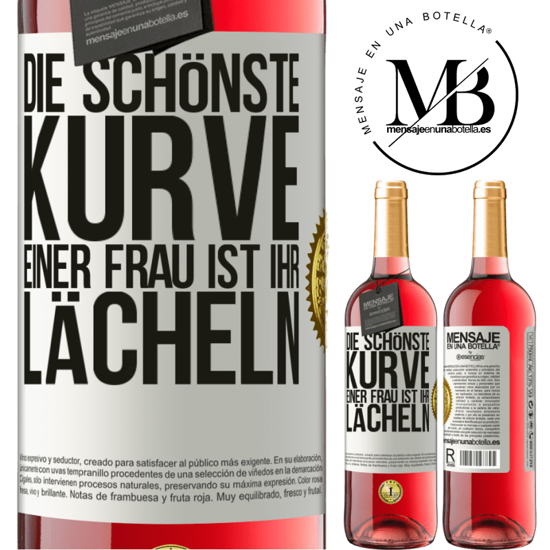 29,95 € Kostenloser Versand | Roséwein ROSÉ Ausgabe Die schönste Kurve einer Frau ist ihr Lächeln Weißes Etikett. Anpassbares Etikett Junger Wein Ernte 2025 Tempranillo