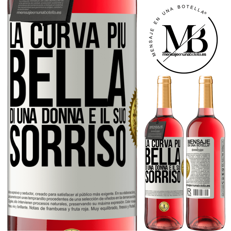 29,95 € Spedizione Gratuita | Vino rosato Edizione ROSÉ La curva più bella di una donna è il suo sorriso Etichetta Bianca. Etichetta personalizzabile Vino giovane Raccogliere 2025 Tempranillo