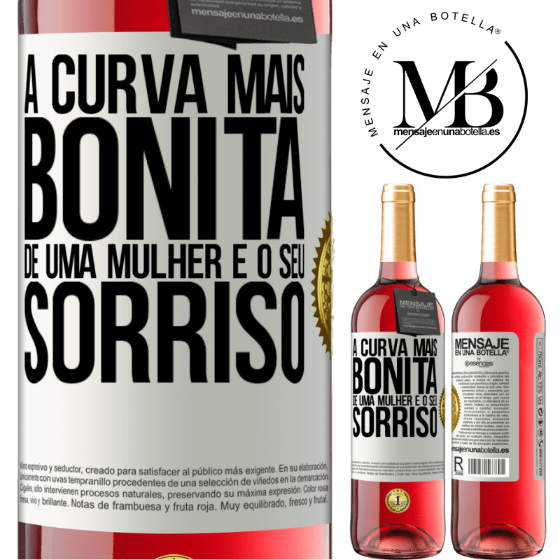 29,95 € Envio grátis | Vinho rosé Edição ROSÉ A curva mais bonita de uma mulher é o seu sorriso Etiqueta Branca. Etiqueta personalizável Vinho jovem Colheita 2024 Tempranillo