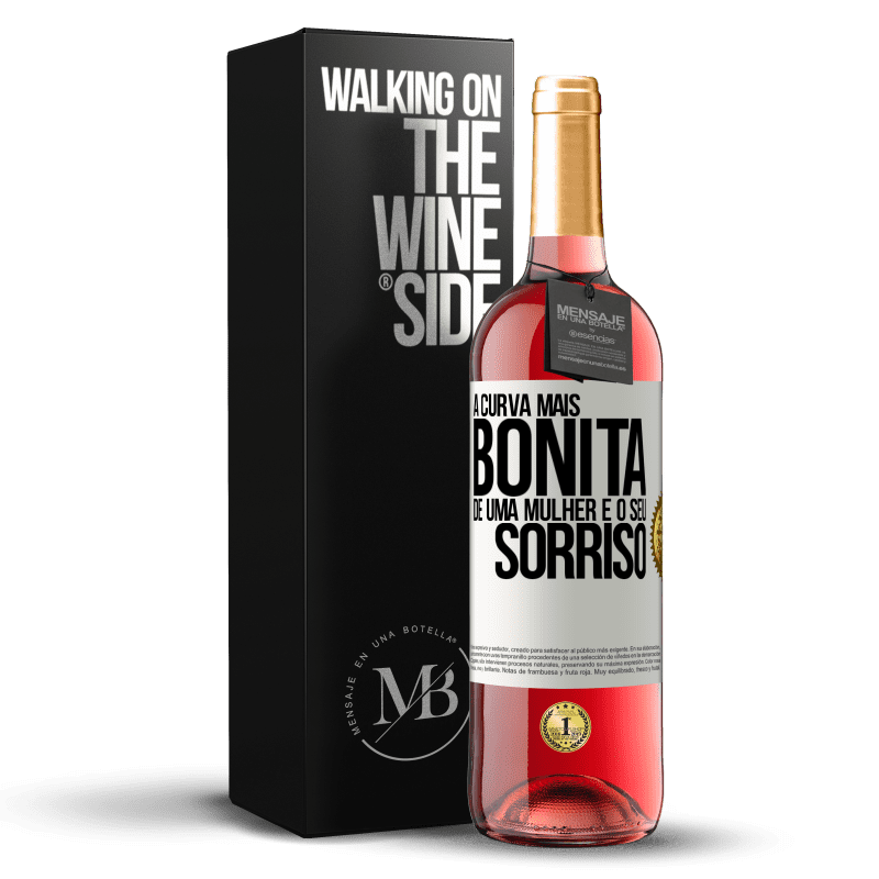 29,95 € Envio grátis | Vinho rosé Edição ROSÉ A curva mais bonita de uma mulher é o seu sorriso Etiqueta Branca. Etiqueta personalizável Vinho jovem Colheita 2024 Tempranillo